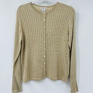 Talbots Gold Button Front Made In Hong Kong Long Sleeve Vintage Sweater